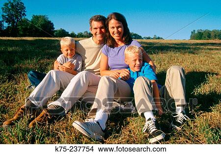Picture - Portrait of family of four. Fotosearch