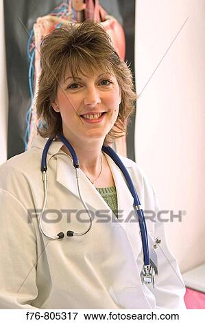 Portrait of female doctor with stethoscope View Large Photo Image Stock Photo - Portrait of female doctor with stethoscope. Fotosearch