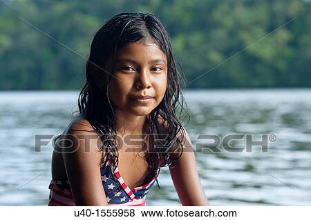 Stock Photo - Portrait of latin girl. Fotosearch