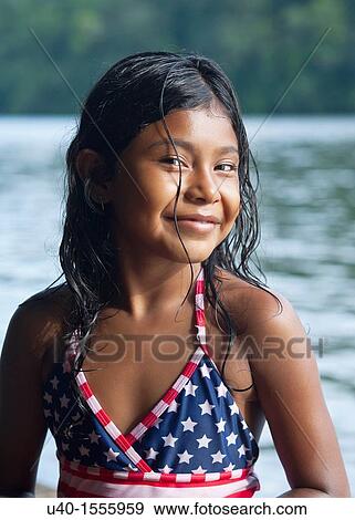 Stock Photo - Portrait of latin girl. Fotosearch