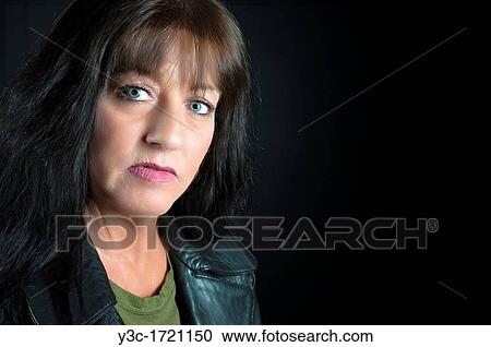 Stock Image - Portrait of mature Native American Woman. Fotosearch