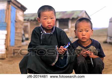 Portrait of Poor Children in Mongolia. View Large Photo Image Stock Image - Portrait of Poor Children in Mongolia.. Fotosearch