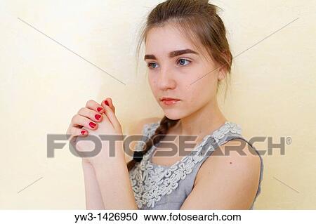 Portrait of teenage girl indoors with braid View Large Photo Image Stock Image - Portrait of teenage girl indoors with braid. Fotosearch
