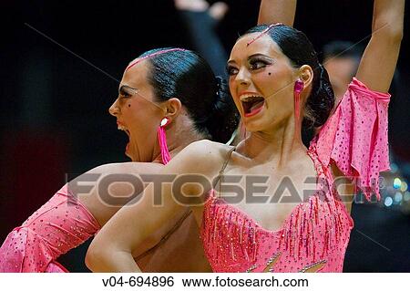 Portrait of two female dancers in a dance contest View Large Photo Image Stock Photograph - Portrait of two female dancers in a dance contest. Fotosearch