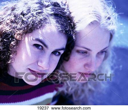 Portrait of two young women View Large Photo Image Stock Photo - Portrait of two young women. Fotosearch