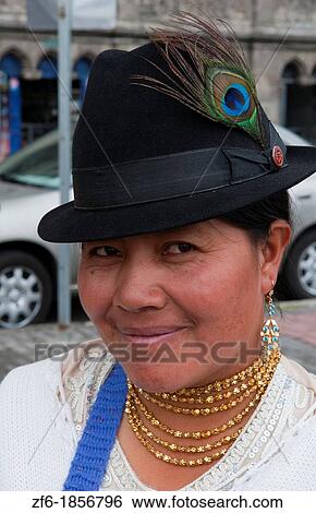 Portrait of woman in hat in city of Quito Ecuador View Large Photo Image Stock Photograph - Portrait of woman in hat in city of Quito Ecuador. Fotosearch