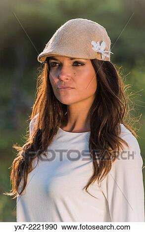 Portrait of woman with a hat. Tarifa, Cadiz, Andalusia, Spain, Europe. View Large Photo Image Stock Image - Portrait of woman with a hat. Tarifa, Cadiz, Andalusia, Spain, Europe.. Fotosearch