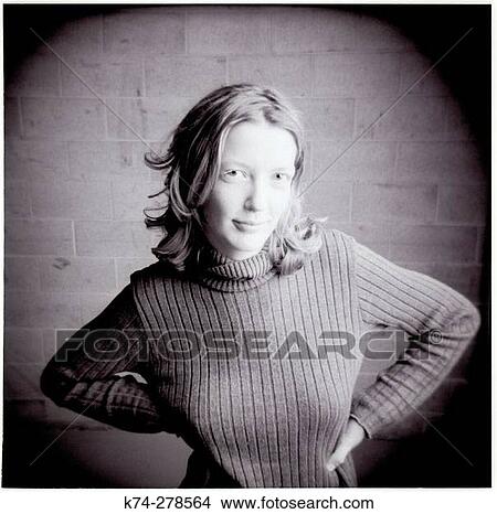 Picture - Portrait of Woman with Hands on Hips. Fotosearch