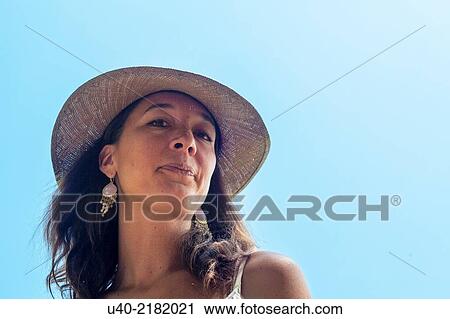 Portrait of Woman with hat View Large Photo Image Stock Image - Portrait of Woman with hat. Fotosearch