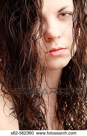 Portrait of woman with wet hair View Large Photo Image Stock Image - Portrait of woman with wet hair. Fotosearch