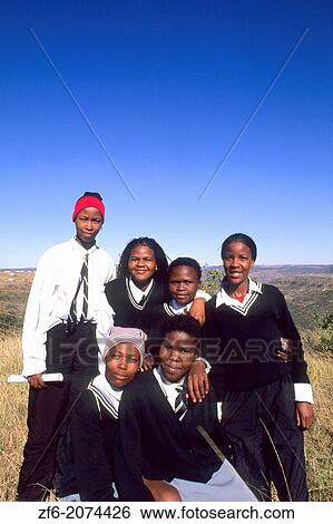 Portrait of Xhosa School Children on the Garden Route in South Africa