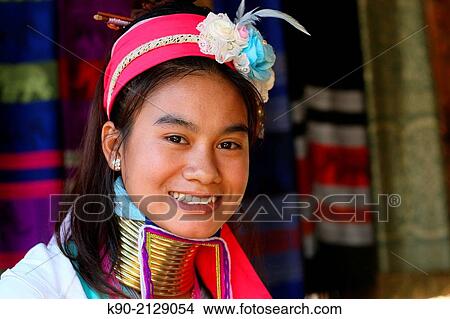 Portrait of young longneck Karen woman, Mae Hong Son, Thailand, Southeast Asia. View Large Photo Image Picture - Portrait of young longneck Karen woman, Mae Hong Son, Thailand, Southeast Asia.. Fotosearch