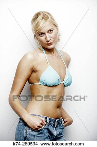 Portrait Of Young Woman In Bikini Top View Large Photo Image Picture - Portrait Of Young Woman In Bikini Top. Fotosearch