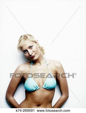 Portrait Of Young Woman In Bikini Top View Large Photo Image Stock Image - Portrait Of Young Woman In Bikini Top. Fotosearch