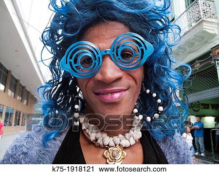 Stock Image - Portrait transvestite in Havana. Fotosearch