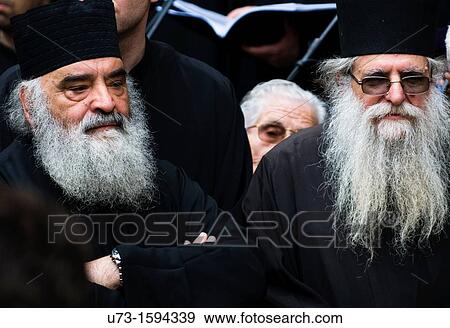 Stock Photo - portraits of Orthodox priests in the old city of Jerusalem. Fotosearch