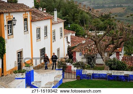 Portugal, Estremadura, Obidos, typical traditional small village View Large Photo Image Stock Image - Portugal, Estremadura, Obidos, typical traditional small village. Fotosearch