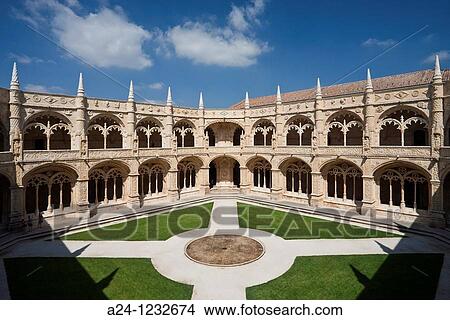 Portugal summer 2010, Lisboa City, Jeronimos Monastery UNESCO, Cloister View Large Photo Image Picture - Portugal summer 2010, Lisboa City, Jeronimos Monastery UNESCO, Cloister. Fotosearch