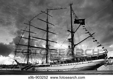 Stock Image - Portuguese tall ship N R P Sagres. Fotosearch
