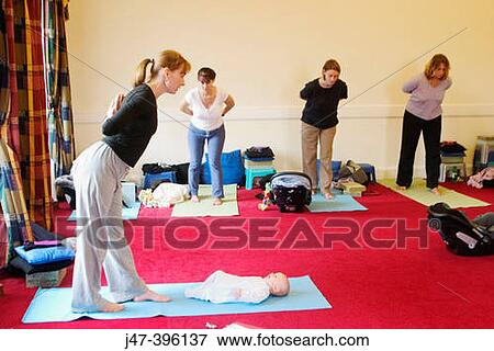 Stock Photo - Post Natal Yoga, with babies. Fotosearch