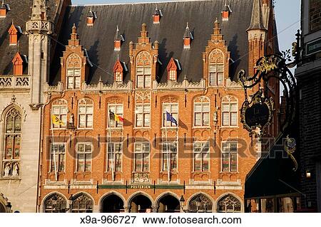 Stock Photo - Post Office, Market Place, Bruges, Belgium, Europe. Fotosearch