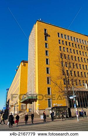 Postitalo (1938) the Functionalist style main post office building, Postikatu street, central Helsinki, Finland, Europe. View Large Photo Image Stock Photo - Postitalo (1938) the Functionalist style main post office building, Postikatu street, central Helsinki, Finland, Europe.. Fotosearch
