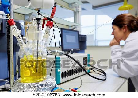Stock Image - Potentiodynamic polarization test. Laboratory corrosion and electrochemical. Energy and Environment Division. Tecnalia Research and Innovation. Donostia. San Sebastian. Gipuzkoa. Basque Country. Spain. Europe.. Fotosearch