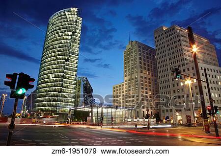 Potsdamer platz at night, Berlin. View Large Photo Image Stock Photo - Potsdamer platz at night, Berlin.. Fotosearch