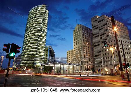 Potsdamer platz modern buildings and traffic at night, Berlin View Large Photo Image Stock Photo - Potsdamer platz modern buildings and traffic at night, Berlin. Fotosearch