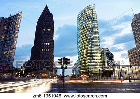 Potsdamer platz modern buildings and traffic at night, Berlin View Large Photo Image Stock Photograph - Potsdamer platz modern buildings and traffic at night, Berlin. Fotosearch