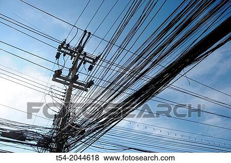 Power cable in Thailand View Large Photo Image Stock Photo - Power cable in Thailand. Fotosearch
