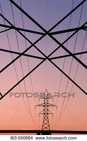 Picture - power line towers. Fotosearch