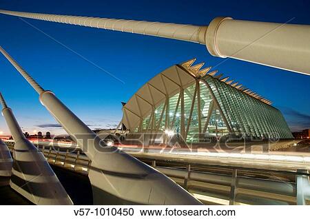 Pr? ncipe Felipe Science Museum from L? Assut d? Or bridge, night view. City of Arts and Sciences, Valencia, Comunidad Valenciana, Spain. View Large Photo Image Stock Image - Pr? ncipe Felipe Science Museum from L? Assut d? Or bridge, night view. City of Arts and Sciences, Valencia, Comunidad Valenciana, Spain.. Fotosearch