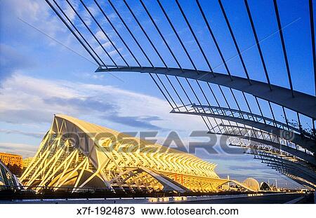Pr? ncipe Felipe Sciences Museum and at right the Umbracle, City of Arts and Sciences, by S Calatrava Valencia Spain View Large Photo Image Stock Image - Pr? ncipe Felipe Sciences Museum and at right the Umbracle, City of Arts and Sciences, by S Calatrava Valencia Spain. Fotosearch