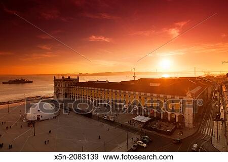 Praca do Comercio at Sunset, Lisbon, Portugal, Europe. View Large Photo Image Stock Photo - Praca do Comercio at Sunset, Lisbon, Portugal, Europe.. Fotosearch