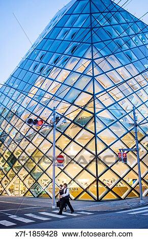 Prada Store, Architect Herzog & De Meuron Aoyama Tokyo Japan View Large Photo Image Stock Photo - Prada Store, Architect Herzog & De Meuron Aoyama Tokyo Japan. Fotosearch