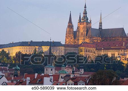 Prague Castle from Knights of the Cross Square, Prague, Czech Republic View Large Photo Image Stock Photo - Prague Castle from Knights of the Cross Square, Prague, Czech Republic. Fotosearch