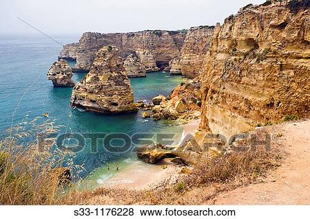 Praia da Marinha in Lagos, The Algarve, Portugal View Large Photo Image Stock Photo - Praia da Marinha in Lagos, The Algarve, Portugal. Fotosearch