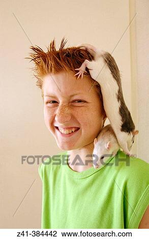 Pre-teenager and two rats View Large Photo Image Stock Image - Pre-teenager and two rats. Fotosearch