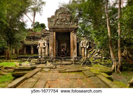 Picture - Preah KhanPrah Khan, Sacred Sword, is a temple at Angkor, Cambodia, built in the 12th century for King Jayavarman VII, It is located northeast of Angkor Thom, Angkor, UNESCO World Heritage Site, Cambodia, Indochina, Southeast Asia, Asia. Fotosearch