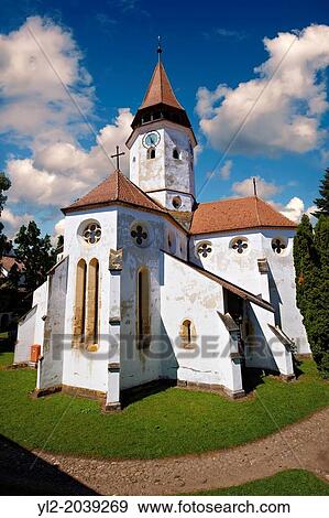 Stock Photo - Prejmer ( German: Tartlau) Fortified Church, one of the best preserved of its kind in Eastern Europe was built by the Teutonic Knights in 12 12. Brasov, Transylvania. UNESCO World Heritage Site.. Fotosearch