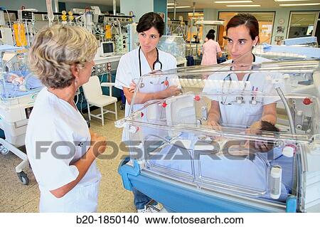 Stock Image - Premature, Medical care, Neonate Intensive care Unit, Donostia Hospital, San Sebastian, Donostia, Gipuzkoa, Basque Country, Spain. Fotosearch