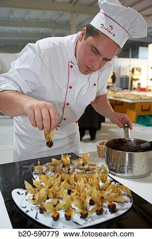 Stock Photo - Preparing canapes, Divinus Catering, San Sebastian, Donostia, Gipuzkoa, Basque Country. Fotosearch