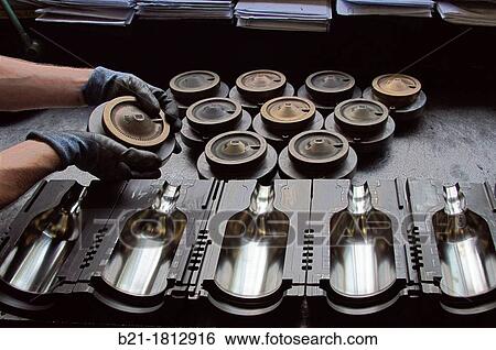 Preparing moulds at the Saverglass bottle factory, Feuquieres, Oise, Picardy, France View Large Photo Image Stock Photograph - Preparing moulds at the Saverglass bottle factory, Feuquieres, Oise, Picardy, France. Fotosearch