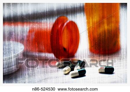 Stock Image - Prescription pill bottles. Fotosearch