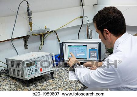 Stock Photo - Pressure Calibrator. Mechanical Metrology. Technological Services to Industry. Tecnalia Research & Innovation, Zamudio, Bizkaia, Basque Country, Spain.. Fotosearch