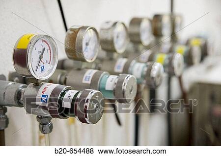 Stock Photo - Pressure valves. Laboratories, AZTI-Tecnalia. Technological Centre specialised in Marine and Food Research. Sukarrieta, Bizkaia, Euskadi. Spain.. Fotosearch