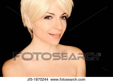Pretty girl with short light blond hair View Large Photo Image Picture - Pretty girl with short light blond hair. Fotosearch