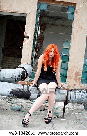 pretty redhead girl on the pipes View Large Photo Image Stock Photography - pretty redhead girl on the pipes. Fotosearch
