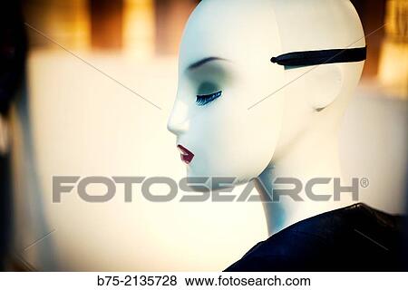Profile of a face of a female mannequin with a mask in London, England, UK, Europe. View Large Photo Image Stock Photo - Profile of a face of a female mannequin with a mask in London, England, UK, Europe.. Fotosearch